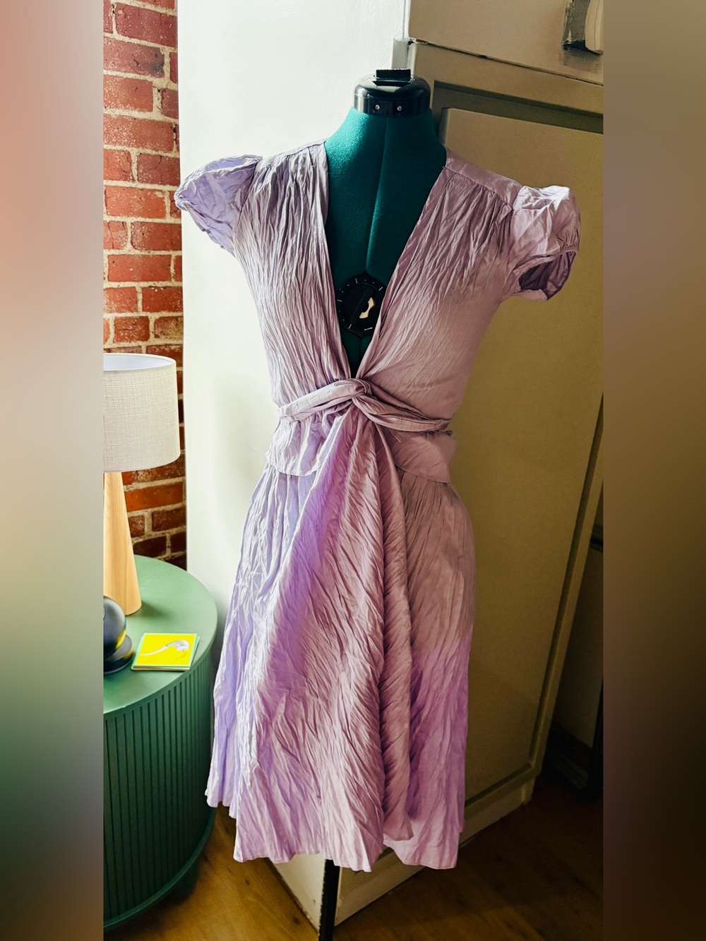 Calypso St. Barth Lavender Crinkle Wrap Midi Dress